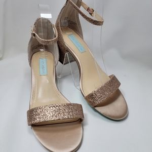Betsey Johnson Rose Gold Heels Designer Shoes 7.5